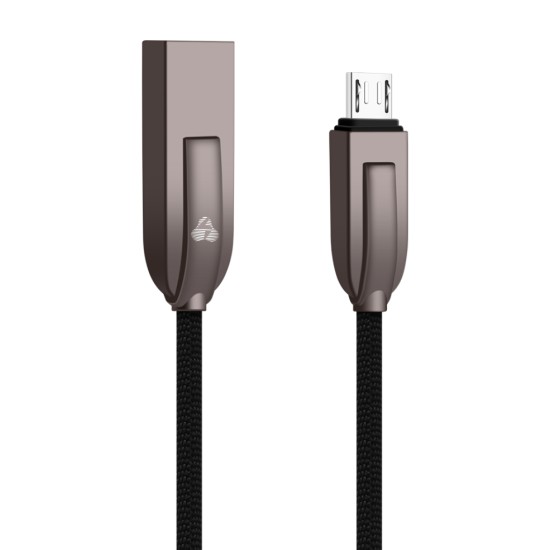 Powertech Καλώδιο USB σε Micro USB ele zInc PTR-0039 copper, 1m, Μαύρο