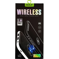 Golf Power Bank GF-W2, Wireless, 8000mAh, Dual Input, Μαύρο