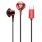 Usams earphones με μικρόφωνο EP-25, 14mm, Type-C, 1.3m, κόκκινα