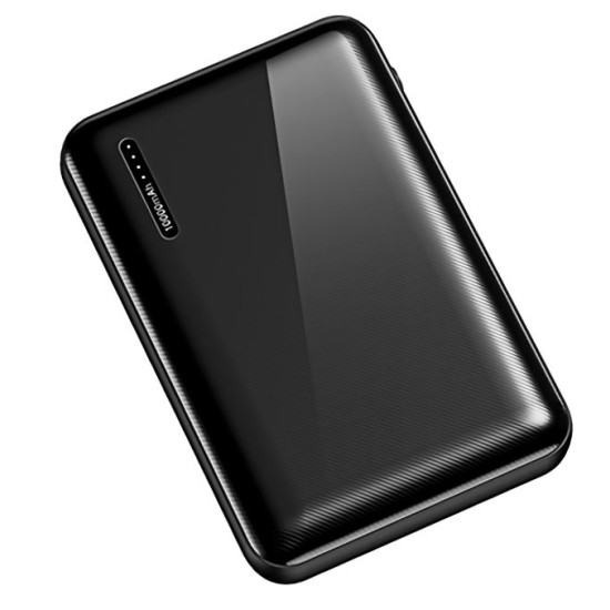 Usams Power Bank PB37 10000mAh, 2x output, 2.1A, Μαύρο
