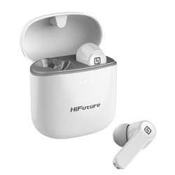 HiFuture earphones FlyBuds, True Wireless, με θήκη φόρτισης, λευκά