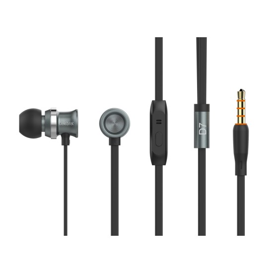 Celebrat Earphones με μικρόφωνο D7, on/off, 10mm, 1.2m, Μαύρα