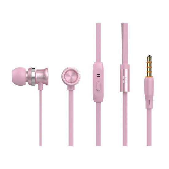 Celebrat Earphones με μικρόφωνο D7, on/off, 10mm, 1.2m, Ροζ Χρυσό