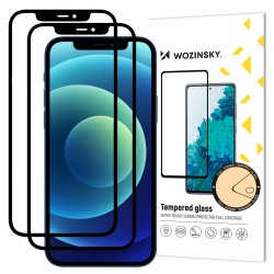 I Phone 12 black Wozinsky 2x Tempered Glass Full Glue Super Tough I Phone 12 black Wozinsky 2x Tempered Glass Full Glue Super Tough