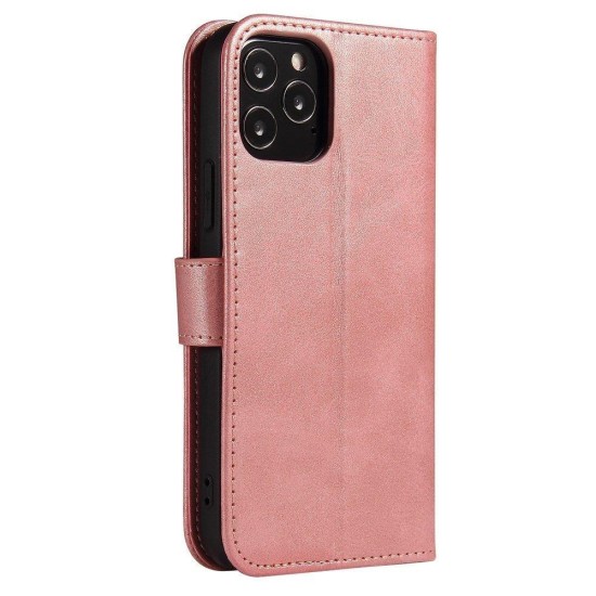 Magnet Case κομψή θήκη βιβλίο με βάση στήριξης για Xiaomi Redmi Note 10 / Redmi Note 10S Ροζ