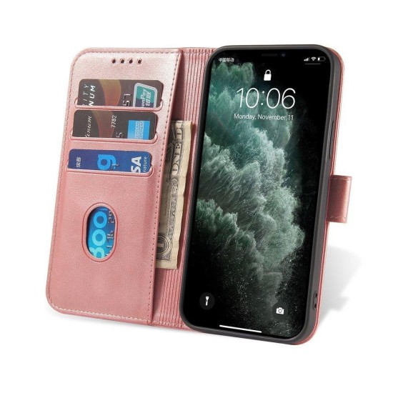 Magnet Case κομψή θήκη βιβλίο με βάση στήριξης για Xiaomi Redmi Note 10 / Redmi Note 10S Ροζ