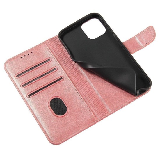 Magnet Case κομψή θήκη βιβλίο με βάση στήριξης για Xiaomi Redmi Note 10 / Redmi Note 10S Ροζ