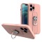 Ring Case silicone case with finger grip and stand για Samsung Galaxy A22 4G Ροζ