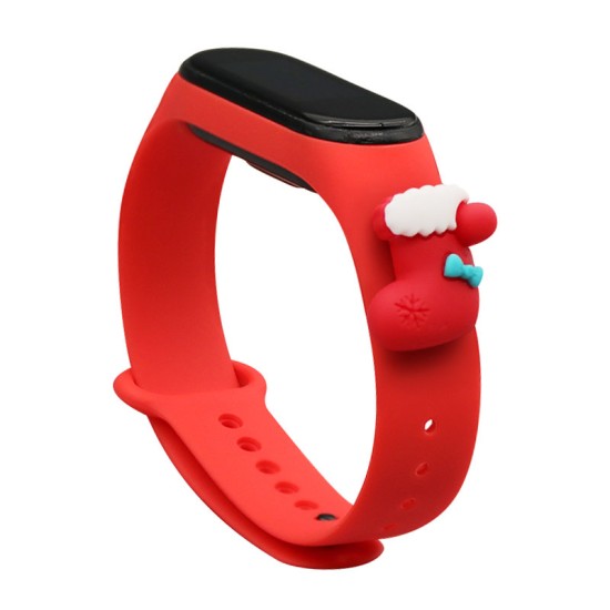 Strap Xmas replacement band strap for Xiaomi Mi Band 6 / Mi Band 5 Christmas holidays (sock) Κόκκιν
