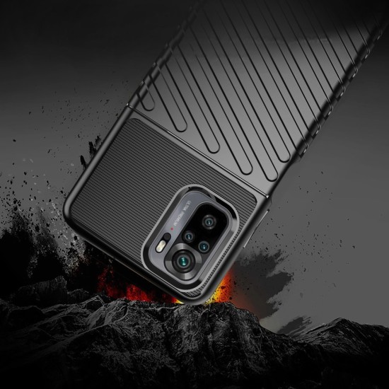Thunder Case Flexible Tough Rugged Cover TPU Θήκη Για Xiaomi Redmi 10 μαύρο