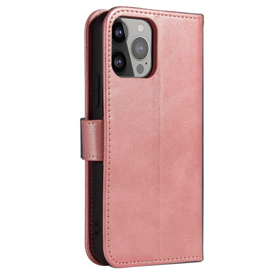 Magnet Case κομψή θήκη βιβλίο με βάση στήριξης για iPhone 13 Pro Ροζ Magnet Case κομψή θήκη βιβλίο με βάση στήριξης για iPhone 13 Pro Ροζ
