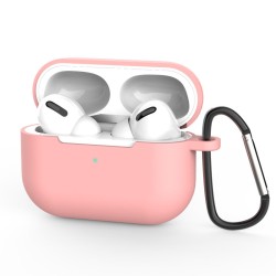 Case for AirPods Pro silicone soft case for headphones + keychain carabiner pendant (case D) Ροζ