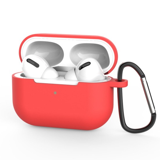 Case for AirPods Pro silicone soft case for headphones + keychain carabiner pendant (case D) Κόκκιν