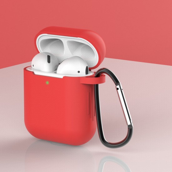 Case for AirPods 2 / AirPods 1 silicone soft case for headphones + keychain carabiner pendant (case