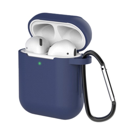 Case for AirPods 2 / AirPods 1 silicone soft case for headphones + keychain carabiner pendant (case