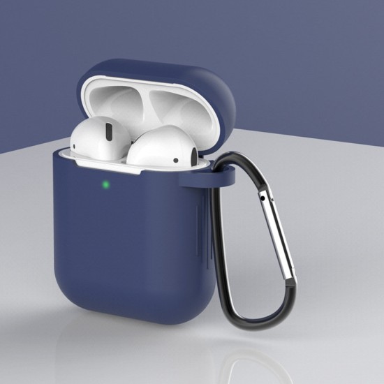 Case for AirPods 2 / AirPods 1 silicone soft case for headphones + keychain carabiner pendant (case