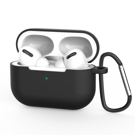 Case for AirPods Pro silicone soft case for headphones + keychain carabiner pendant (case D) Μαύρο
