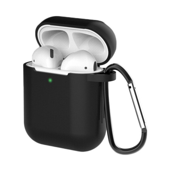 Case for AirPods 2 / AirPods 1 silicone soft cover for headphones + keychain carabiner pendant (cas