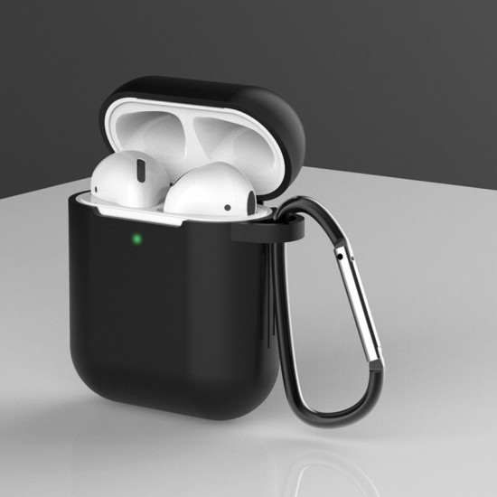 Case for AirPods 2 / AirPods 1 silicone soft cover for headphones + keychain carabiner pendant (cas