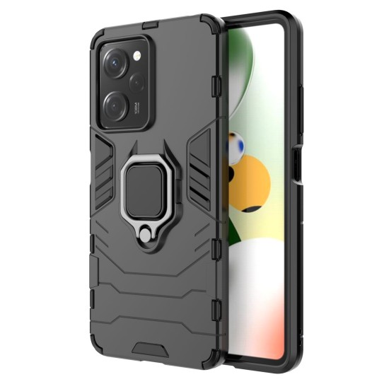 Ring Armor Case for Xiaomi Redmi Note 12 Pro / Poco X5 Pro 5G Armor Cover Magnetic Holder Ring Black