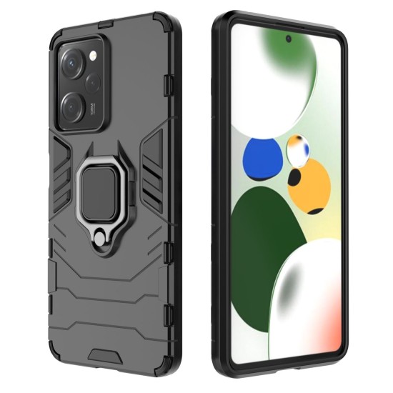 Ring Armor Case for Xiaomi Redmi Note 12 Pro / Poco X5 Pro 5G Armor Cover Magnetic Holder Ring Black