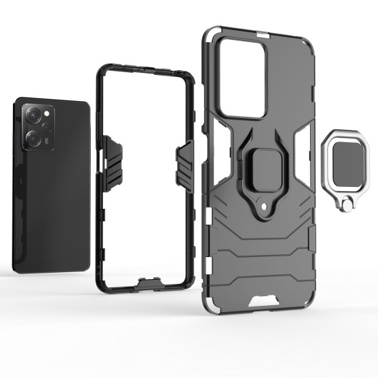 Ring Armor Case for Xiaomi Redmi Note 12 Pro / Poco X5 Pro 5G Armor Cover Magnetic Holder Ring Black