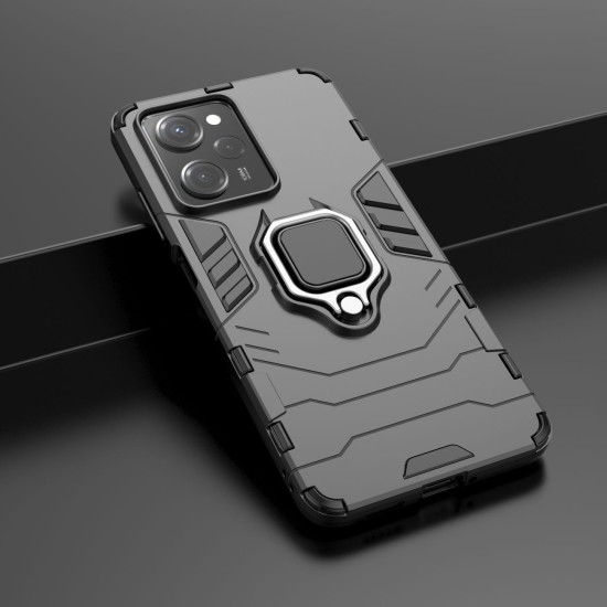 Ring Armor Case for Xiaomi Redmi Note 12 Pro / Poco X5 Pro 5G Armor Cover Magnetic Holder Ring Black