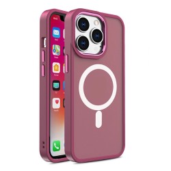 Magnetic Color Matte Case for iPhone 15 Pro - Burgundy