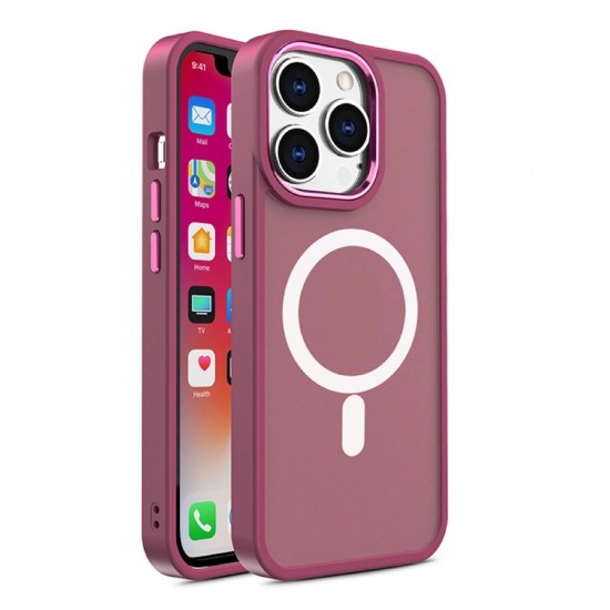 Magnetic Color Matte Case for iPhone 15 Pro - Burgundy Magnetic Color Matte Case for iPhone 15 Pro - Burgundy