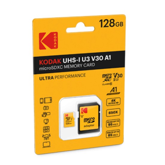Memory Card MicroSD Kodak UHS-I U1 Premium Performance 128GB Class 10 with Adapter