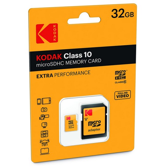 Memory Card MicroSD Kodak Extra Performance 32GB Class 10 with Adapter