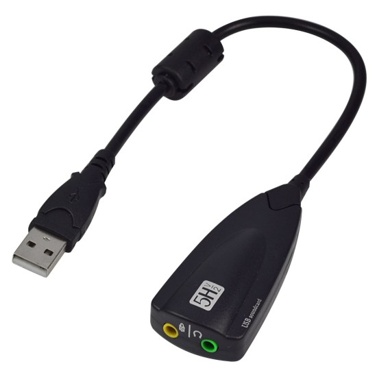Powertech USB κάρτα ήχου SLOT-021, 5Hv2, Virtual 7.1 channels